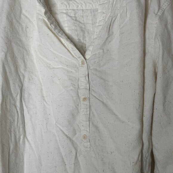J.Crew Women’s XL Donegal Flannel Popover Shirt Cream Speckled Cotton Top - Picture 2 of 8